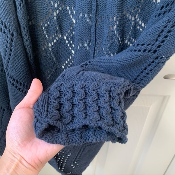 Anthropologie Angel of the North Graduated Diamond Navy Knit Cardigan Preppy Xs - Picture 12 of 12